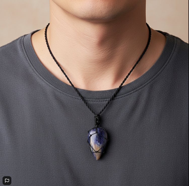 Colgante Lágrima de Sodalita Entrelazada – Comunicación, Intuición y Equilibrio Mental