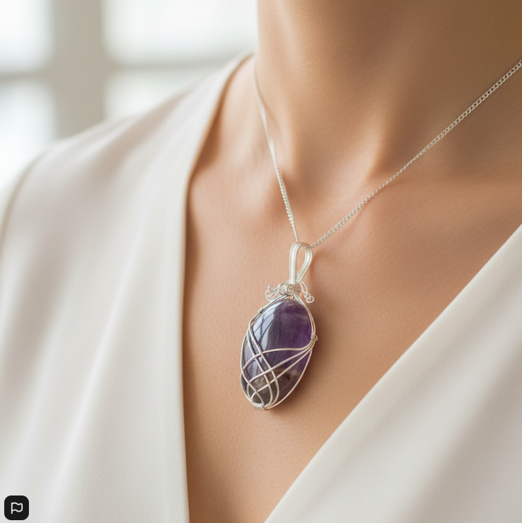 Collar en Remolino de Amatista – Intuición, Protección y Equilibrio Espiritual