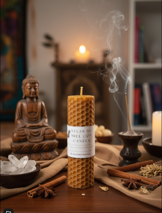 Pack 2 Velas de Miel Bio con Canela | Aromaterapia Natural y Energía Positiva