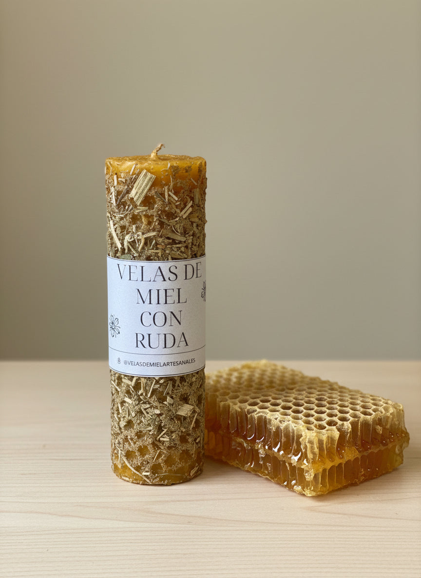 Pack 2 Velas de Miel Bio con Ruda | Protección Energética y Limpieza Espiritual