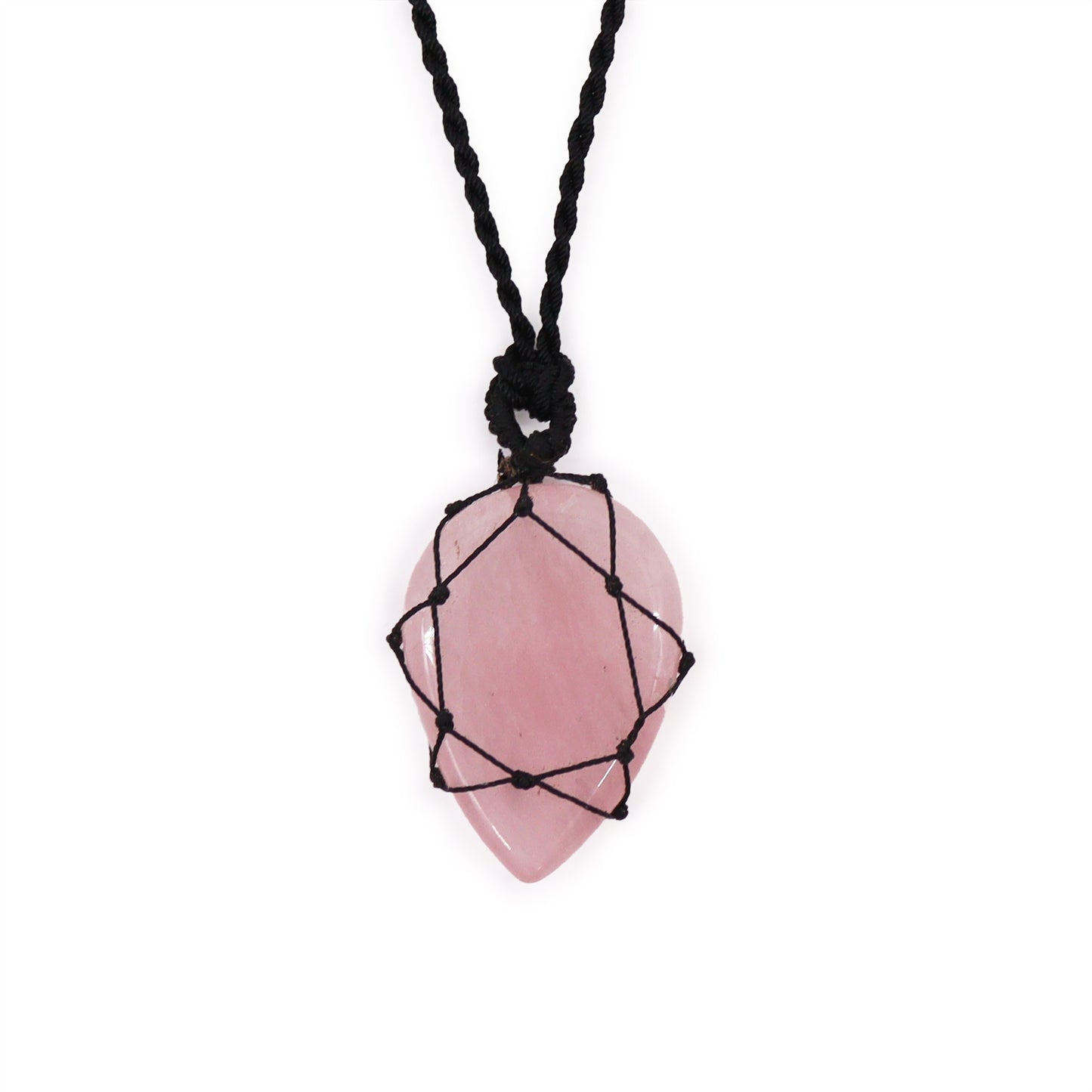 Colgante lágrima de Cuarzo rosa entrelazada