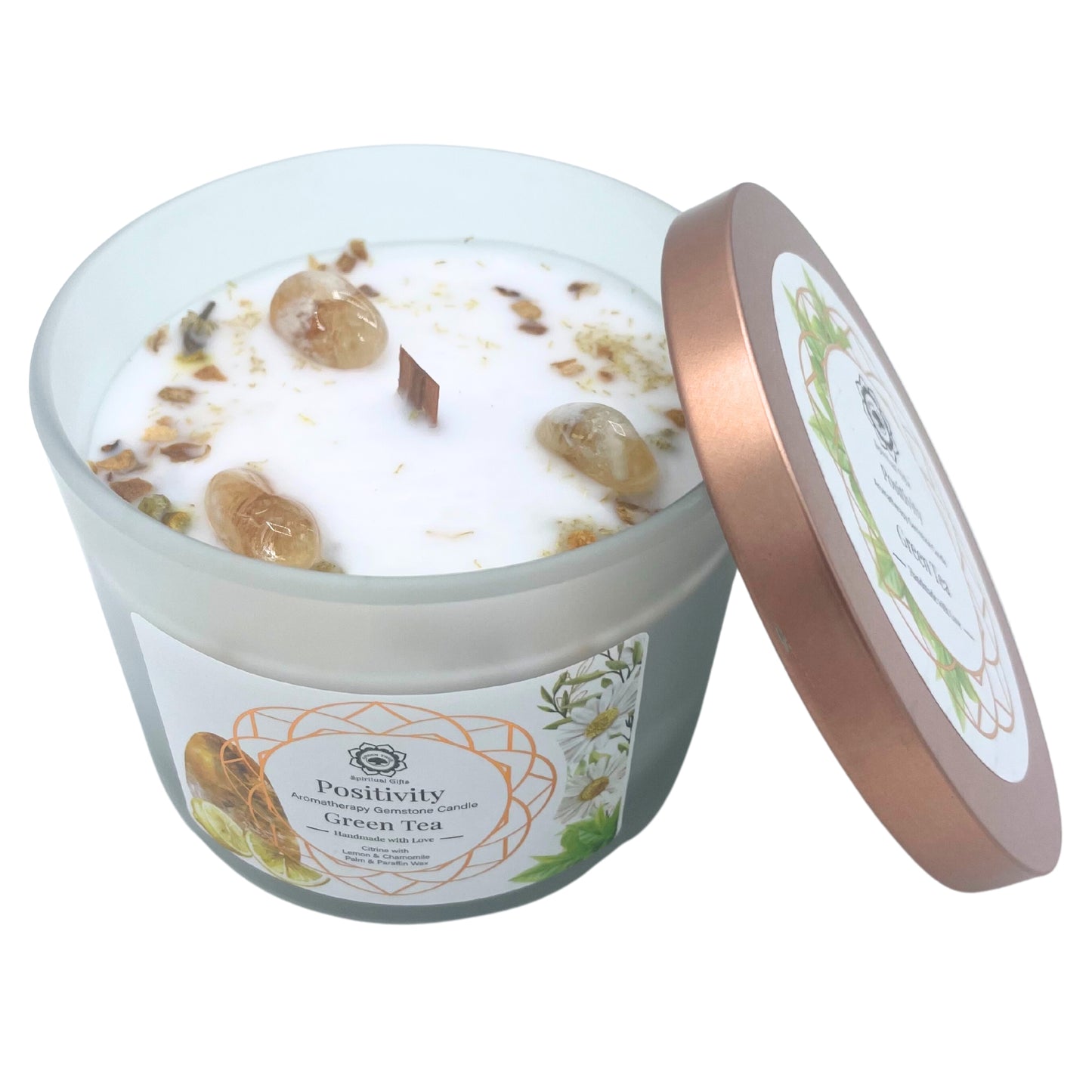 Vela de Té verde y Piedra Preciosa Citrino - Positividad