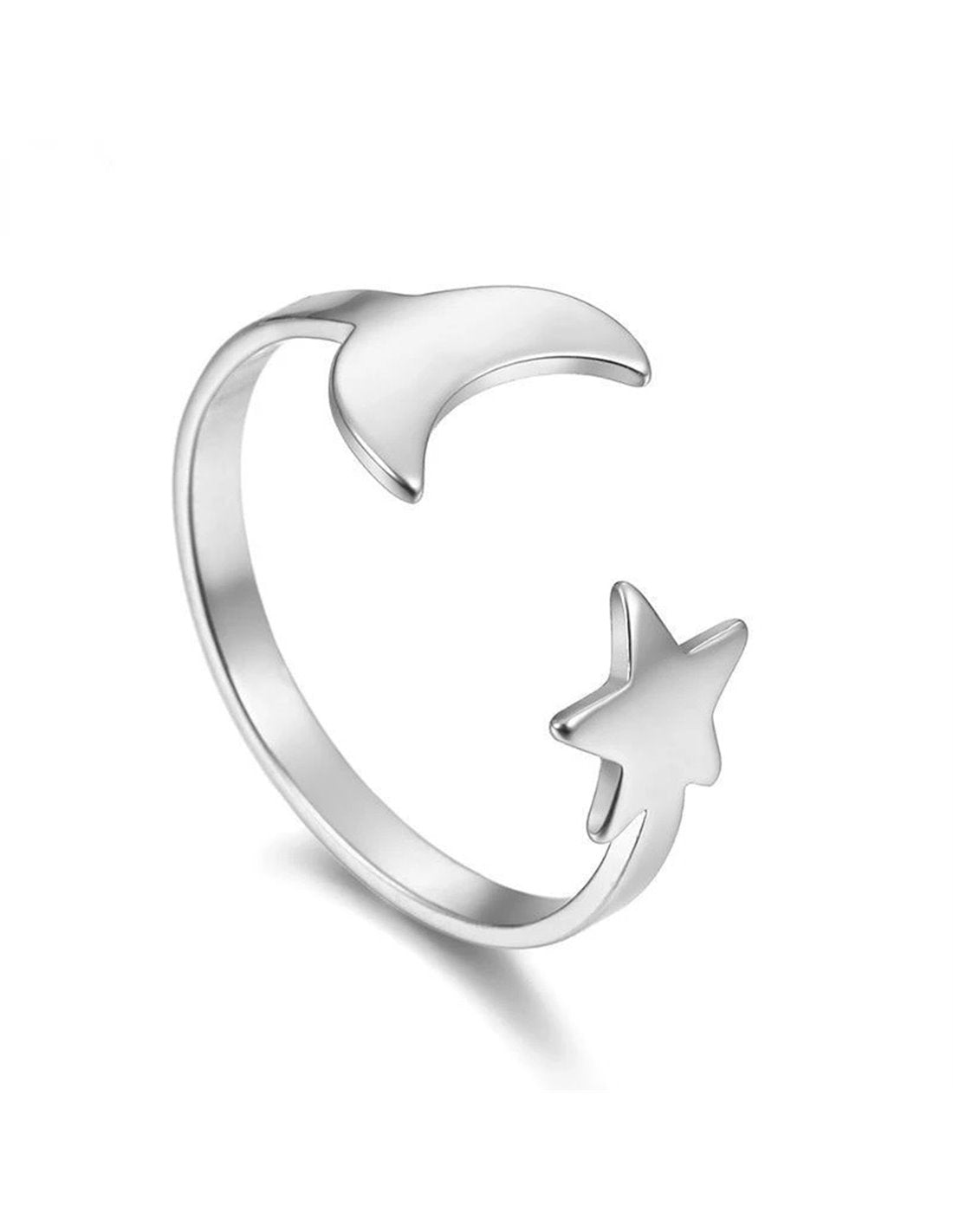 Anillo Abierto Luna y Estrellas