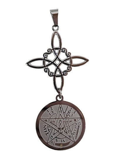 Colgante Duo, Nudo de Bruja Infinito + Tetragramatón