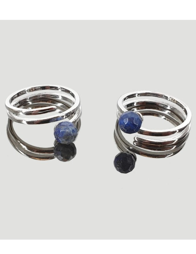 Anillo espiral bola 6mm lapislázuli