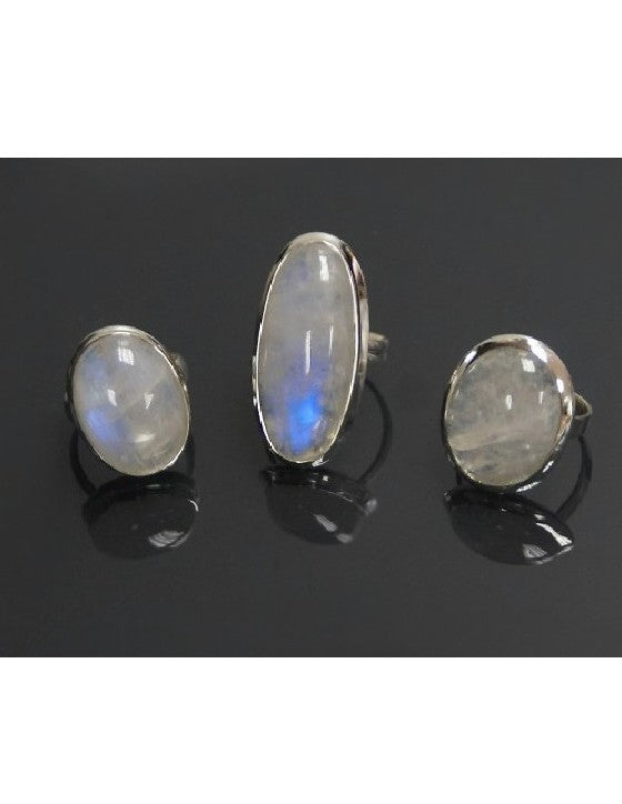Anillo adaptable piedra luna de plata 925