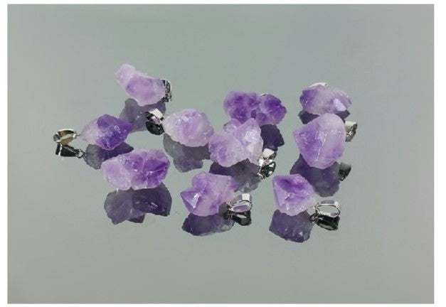 colgante plata punta natural amatista pequeño