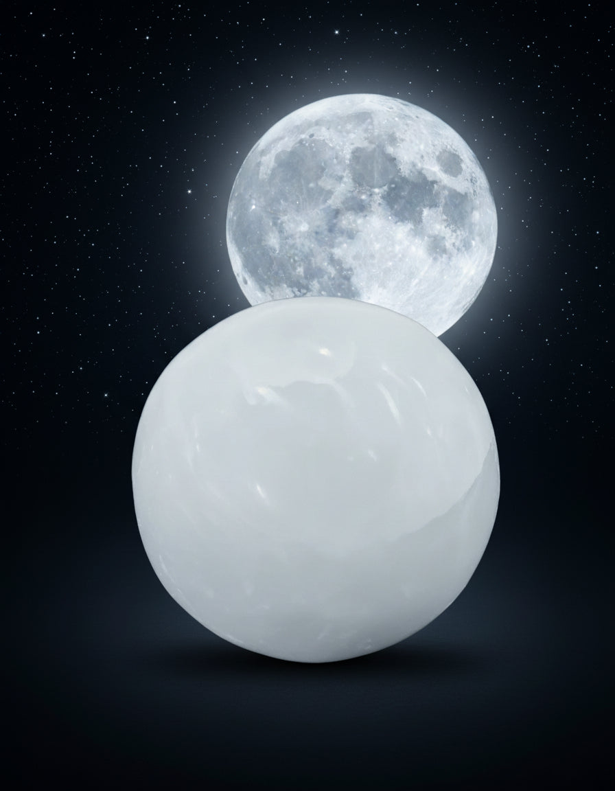 Esfera de Selenita 8 cm – Cristal para Limpieza Energética, Claridad Mental y Armonía Espiritual