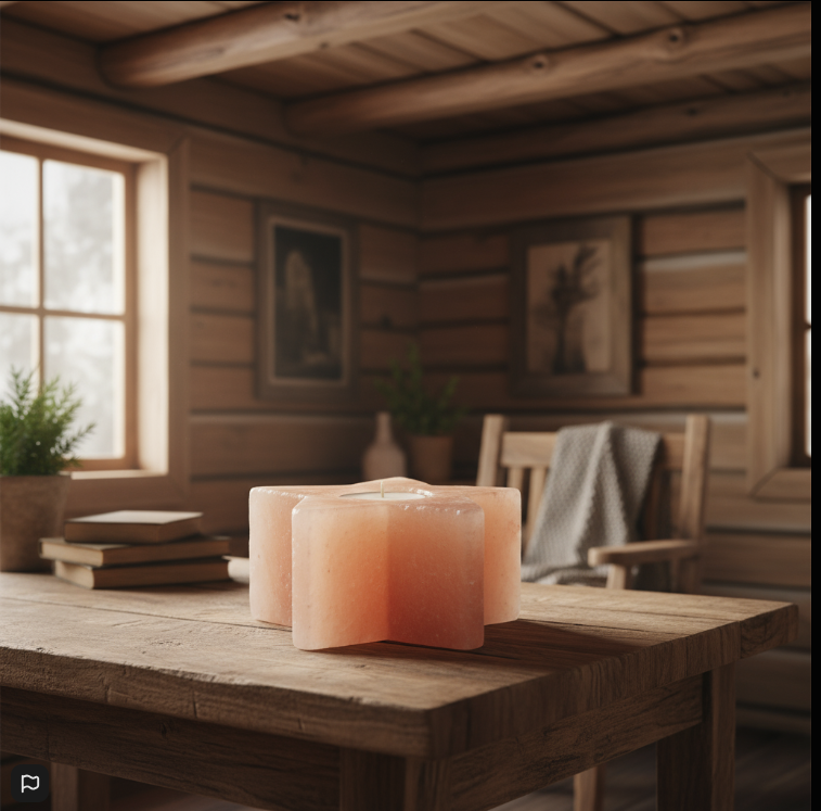 Soporte de Vela Estrella de Sal del Himalaya – Porta Velas Decorativo y Espiritual