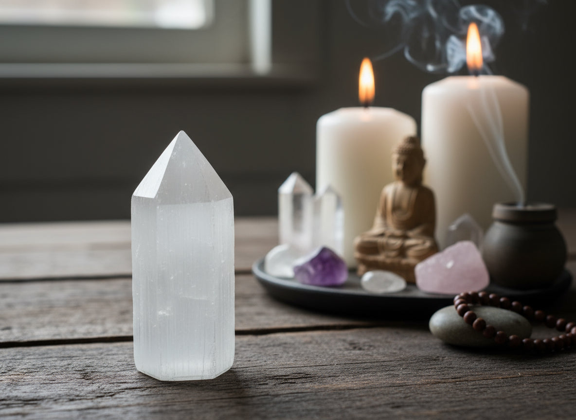 Generador de Selenita 10 cm – Torre Energética para Limpieza, Claridad y Conexión Espiritual