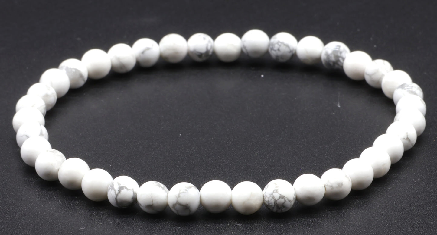 Pulsera Howlita Blanca perlas 4mm