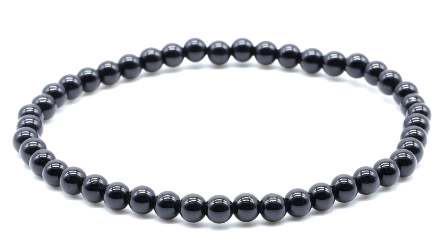Pulsera Onix Perlas Negras 4mm
