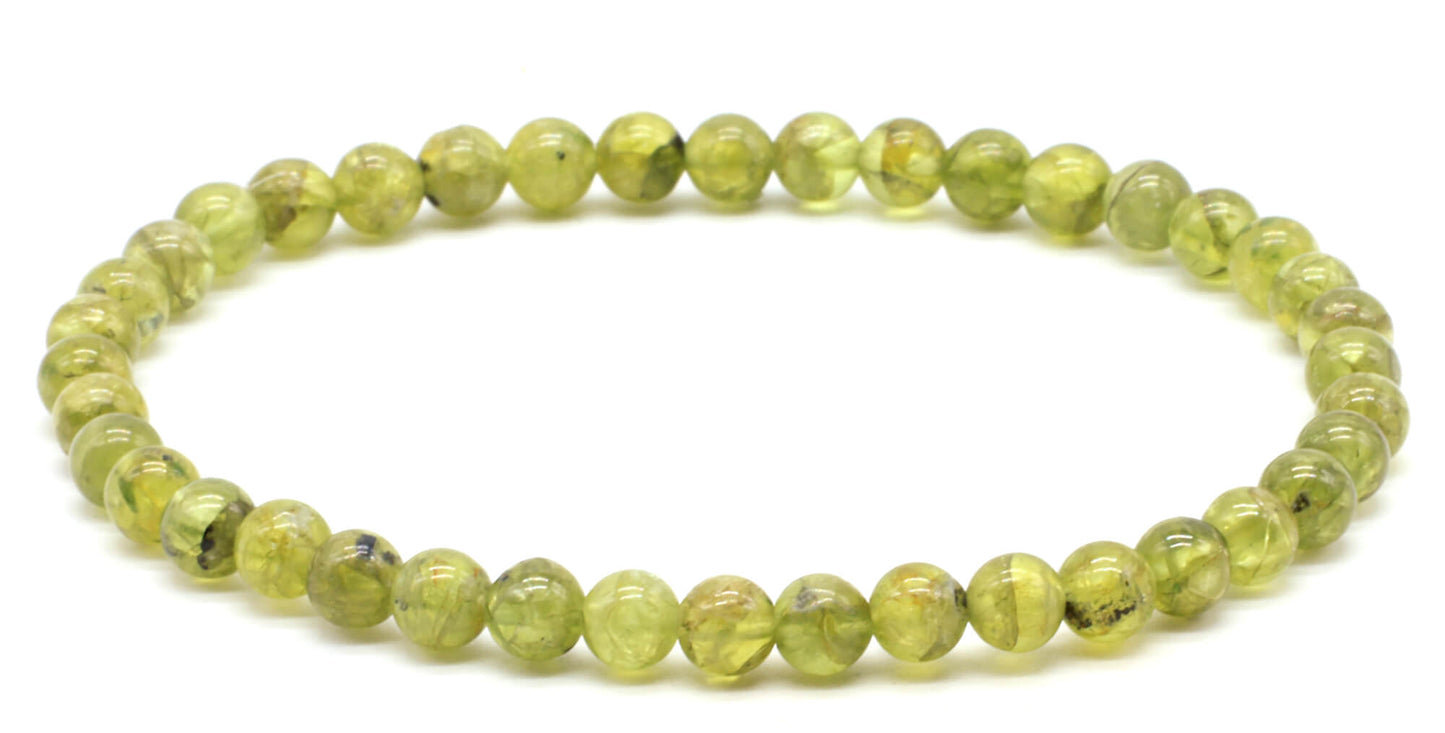 Pulsera de perlas de peridoto de 4 mm