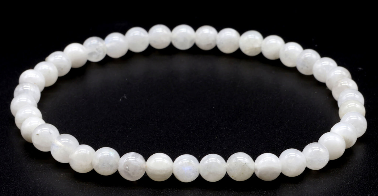 Pulsera de Piedra Luna Blanca 'AA' perlas de 4mm