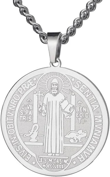 Colgante de Acero Bizantino de alta calidad - Medalla de San Benito.