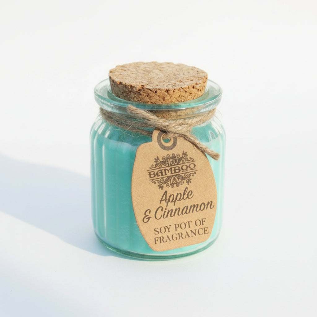 Vela de Cera de Soja Natural Tarro Manzana y Canela
