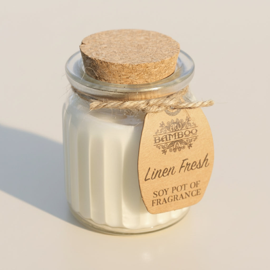 Vela de Cera de Soja Natural en Tarro – Aroma Ropa Fresca, Ecológica y Artesanal
