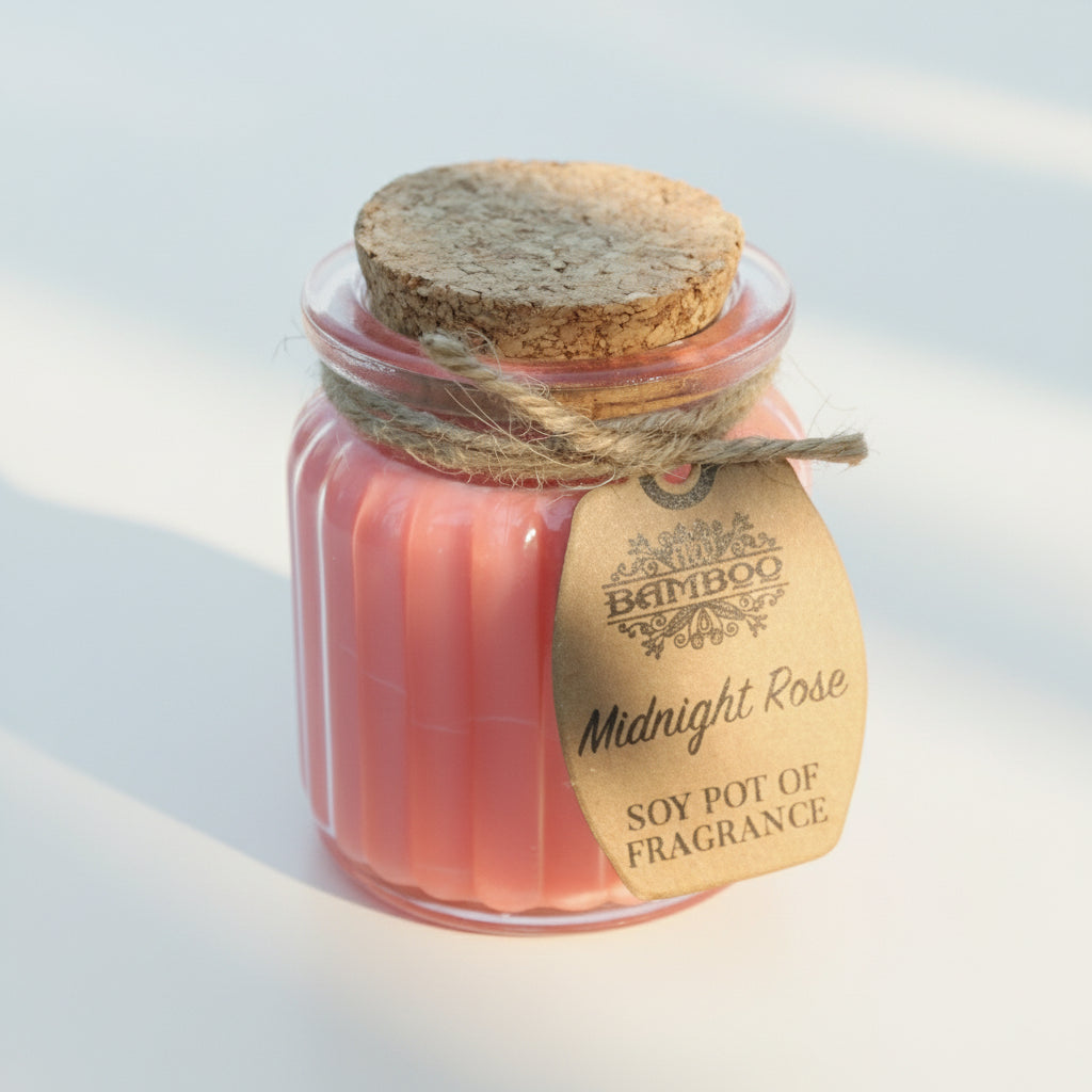 Vela de Cera de Soja natural Tarro Rosa