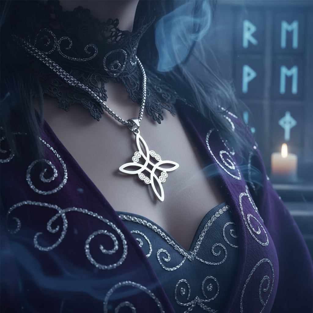 Colgante Nudo de Bruja en Plata de Ley 925 – Amuleto Protector de Geometría Sagrada