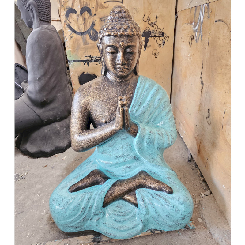 Estatua de Buda Turquesa y Dorado Mediana de Oración Tamaño  1.2 metros