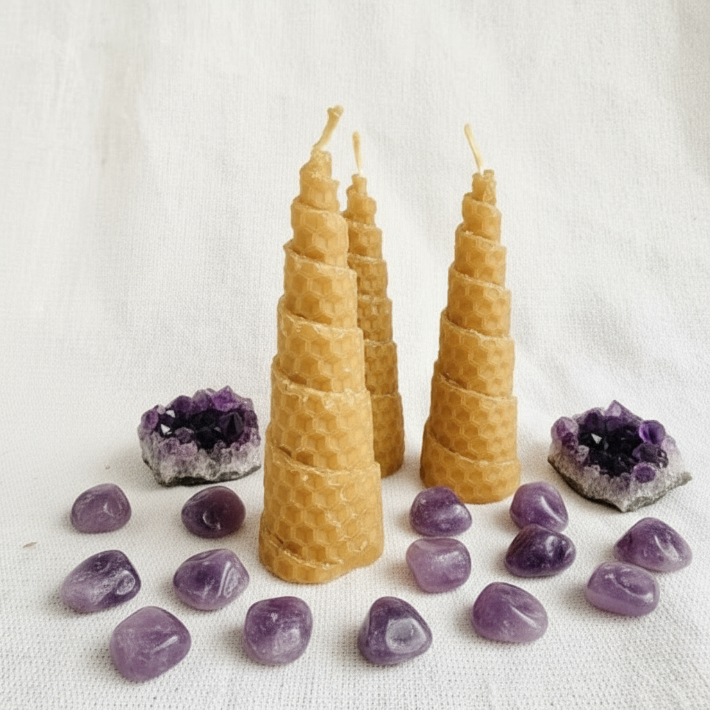 Vela cónica de miel I pureza y conexión con la energía natural
