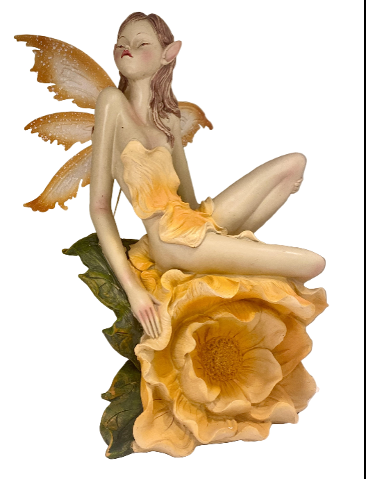 Figura de Hada Sentada en Flor 30x18 cm – Decoración Mágica y Espiritual para el Hogar