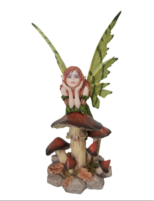 Figura Hada Sul en Seta con Alas Verdes Pintada a Mano – Decoración Mágica y Artesanal