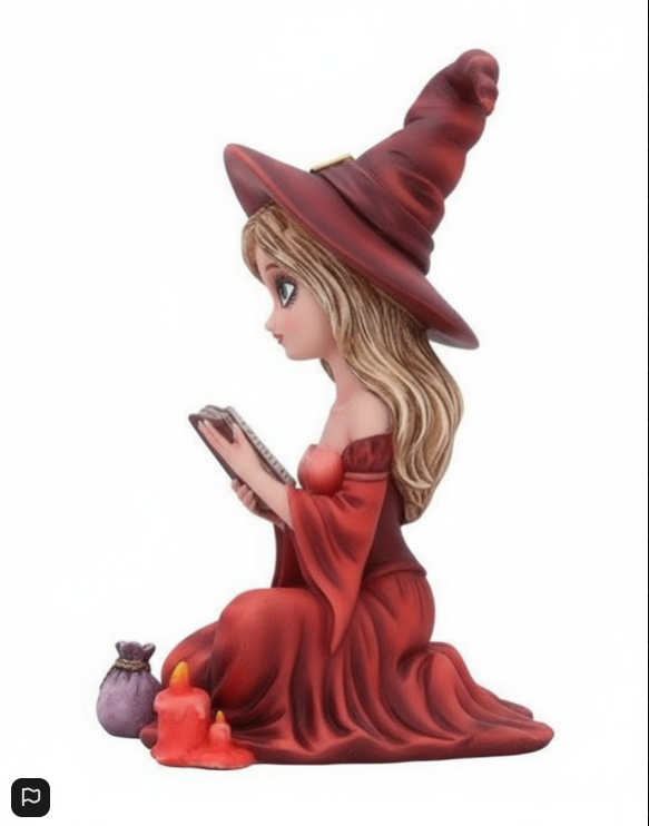 Dolly-Bruja Student Pintada a Mano – Figura Artesanal de Bruja Estudiante para Decoración Mágica