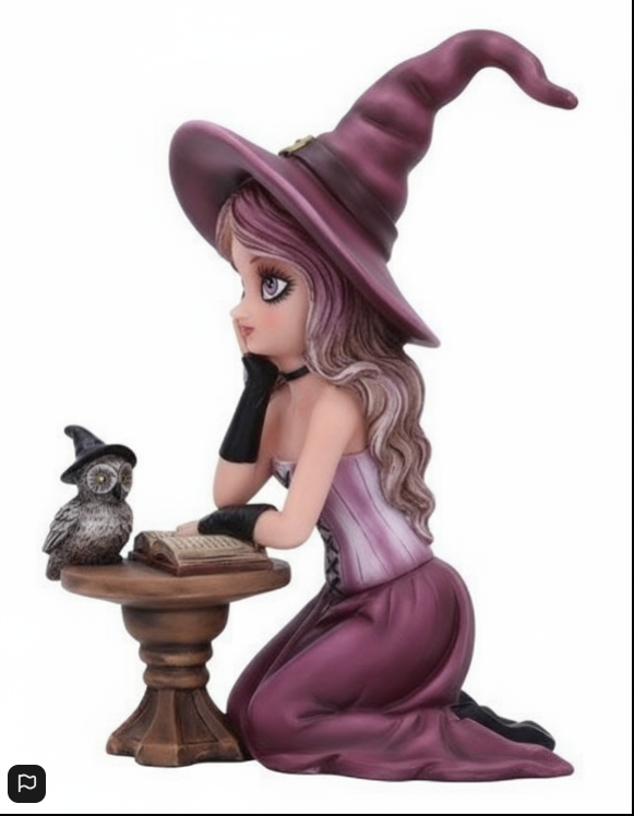 Dolly-Bruja Hechicera Pintada a Mano – Figura Artesanal de Bruja Mística para Decoración y Colección