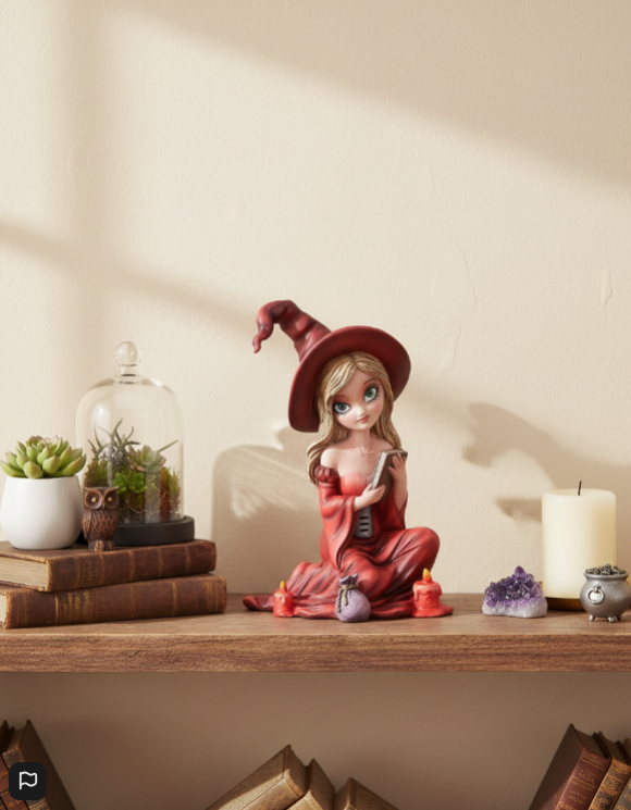 Dolly-Bruja Student Pintada a Mano – Figura Artesanal de Bruja Estudiante para Decoración Mágica