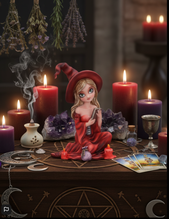 Dolly-Bruja Student Pintada a Mano – Figura Artesanal de Bruja Estudiante para Decoración Mágica