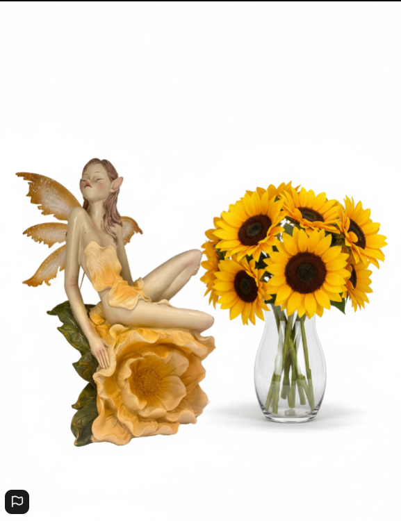Figura de Hada Sentada en Flor 30x18 cm – Decoración Mágica y Espiritual para el Hogar