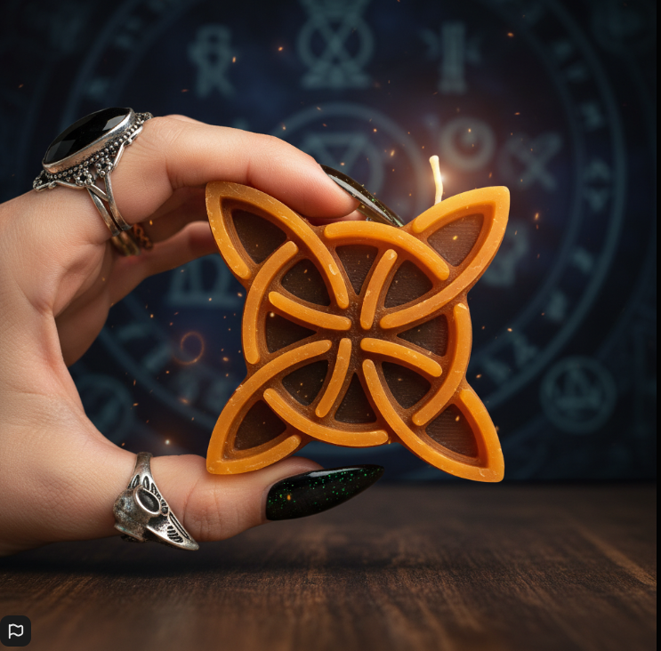 Vela de Miel Bio 100% con Nudo de Bruja | Protección Esotérica y Energía Ancestral