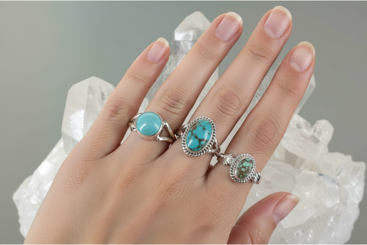 Anillo Adaptable con Turquesa en Plata – Joya para Protección, Comunicación y Equilibrio Emocional