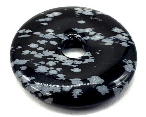 Donut de mineral natural de Obsidiana Nieve 3cm