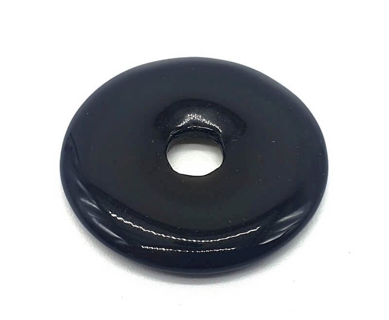 Donut de mineral natural de obsidiana negra 3cm