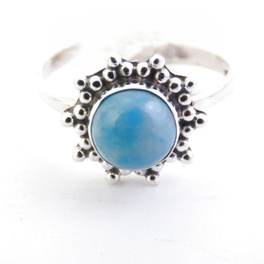 Anillo ajustable plata de ley con Larimar
