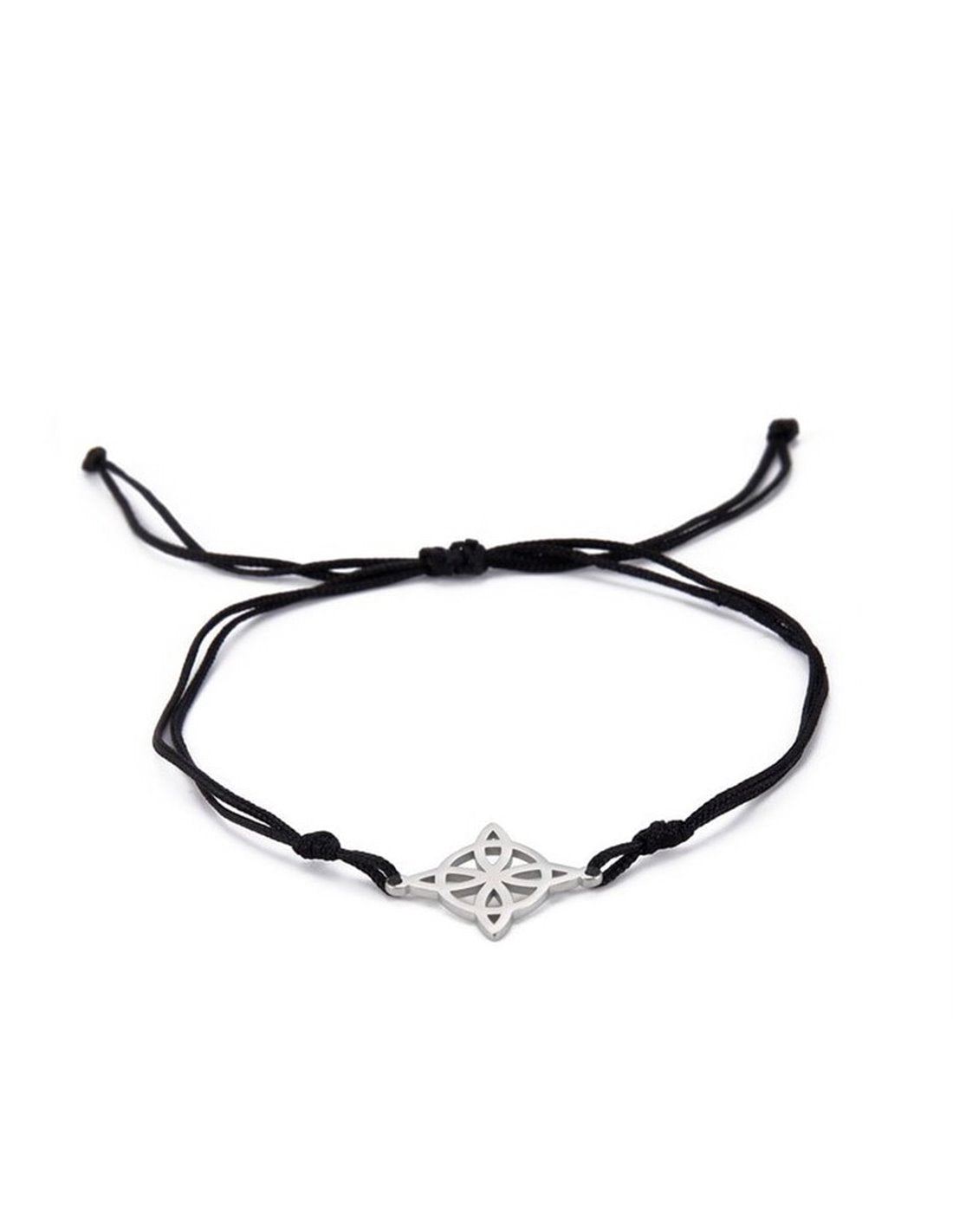 Pulsera Nudo de Bruja acero bizatino en hilo negro