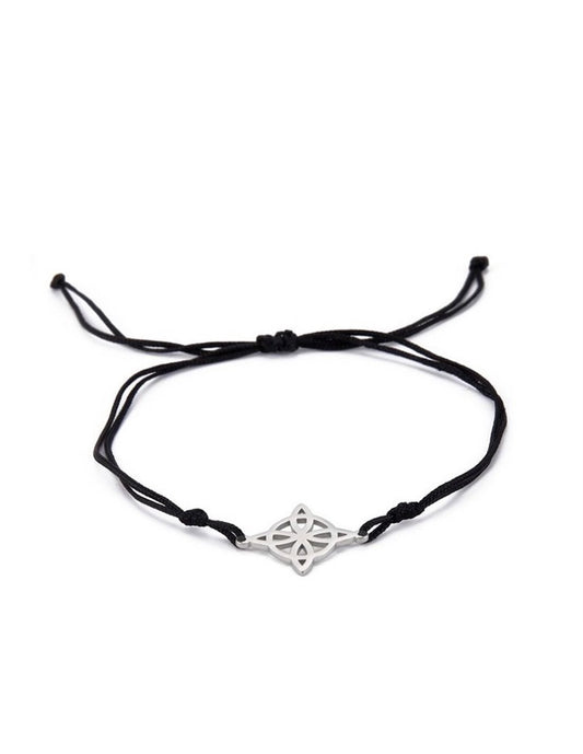 Pulsera Nudo de Bruja acero bizatino en hilo negro