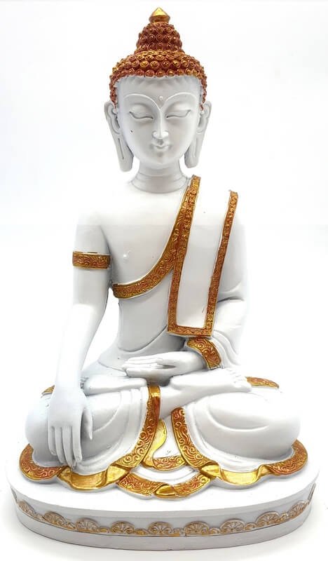 Estatua de Buda de resina Blanco / Dorado 28cm