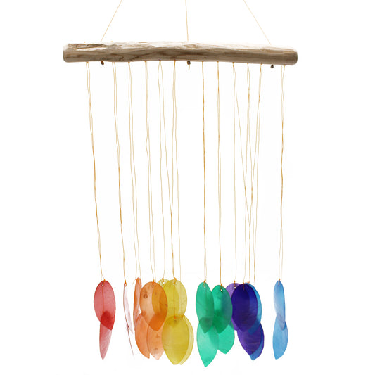 Carillón de Madera Arco Iris Hoja Grande – Decoración Artesanal y Energía Positiva