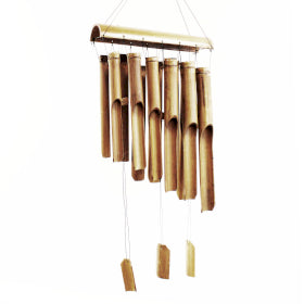 Campanilla de Bambú Natural con 12 Tubos Grandes – Sonido Relajante y Decoración Zen