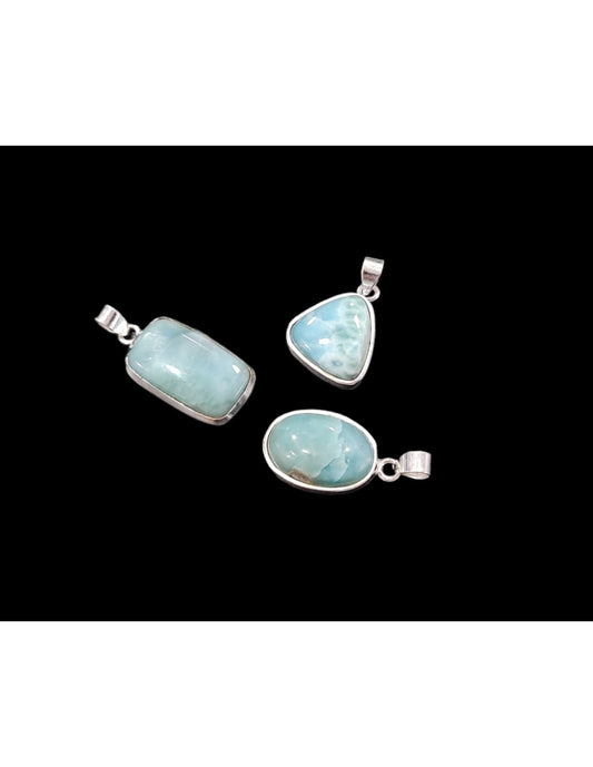Colgante cabujón larimar en plata de ley