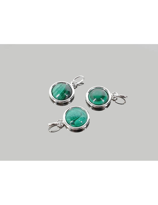 Colgante Cabujón de Malaquita en Plata de Ley