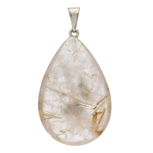 Colgante Gota de Cuarzo Rutilado – Claridad Mental y Energía Amplificada