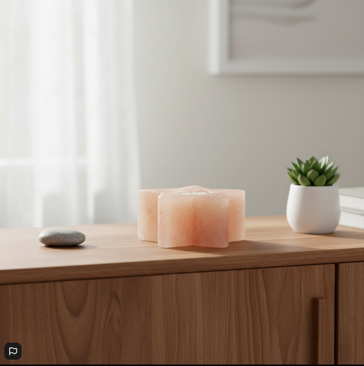 Soporte de Vela Estrella de Sal del Himalaya – Porta Velas Decorativo y Espiritual