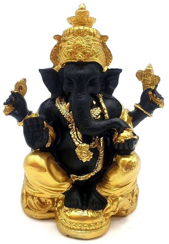 Estatua de resina de Ganesh Negro / Dorado 13cm