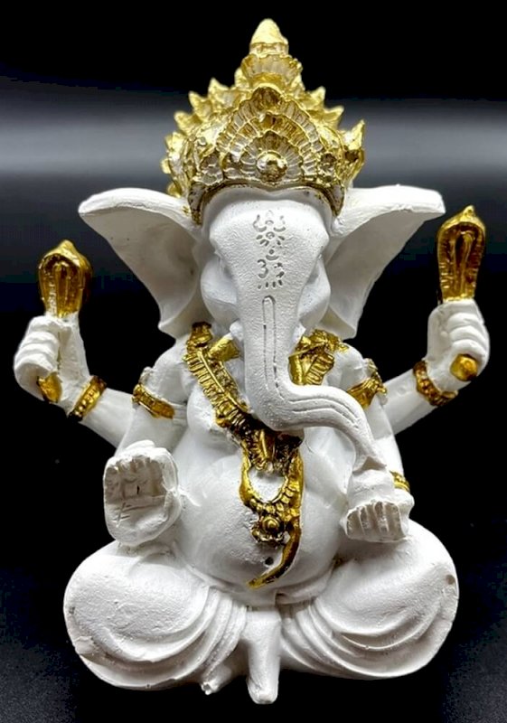 Estatua Ganesh de Resina Blanca 13cm