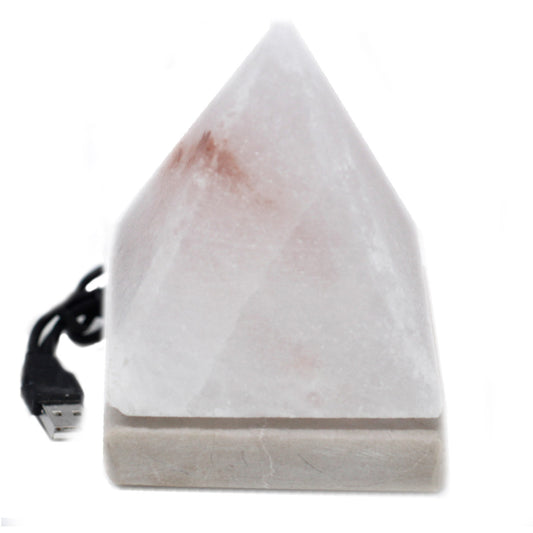 Lámpara de sal USB Piramide Blanca - 9 cm