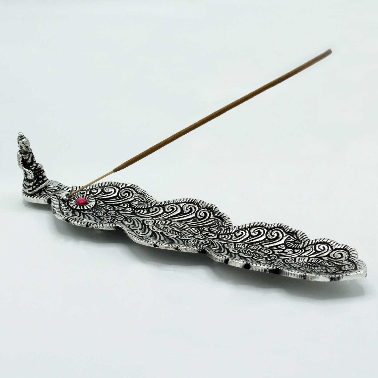 Porta Incienso Metálico con Figura de Buda – Diseño Ornamental para Meditación y Armonía